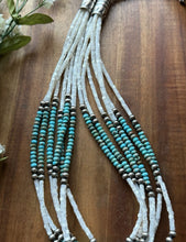 Load image into Gallery viewer, Sterling Silver Multi Strand MOP Mother Of Pearl Turquoise Bead Necklace 24 inch