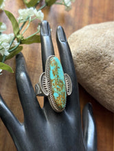 Load image into Gallery viewer, Native American Sterling Silver Blue Turquoise Ring Size 9 CL