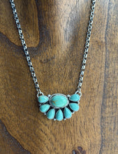 Load image into Gallery viewer, Navajo Sterling Silver Turquoise Cluster Chain Necklace Marcella James