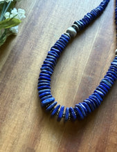 Load image into Gallery viewer, Sterling Silver Graduated Lapis Bead Necklace. 18 inch. Gift