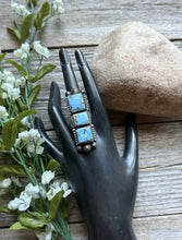 Load image into Gallery viewer, Native American Sterling Silver Golden Hill Turquoise Ring. Size 8. Mary Ellen