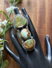 Load image into Gallery viewer, Native American Sterling Silver Green Royston Turquoise Adjustable Ring K Yazzie