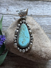 Load image into Gallery viewer, Navajo Native American Sterling Silver Turquoise Handmade Pendant R Yazzie Gift