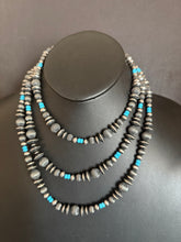 Load image into Gallery viewer, Sterling silver turquoise necklace 60 Inch
