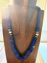 Load image into Gallery viewer, Sterling silver lapis graduated bead necklace 18 inch