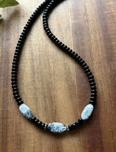 Load image into Gallery viewer, Sterling Silver Black Onyx White Buffalo Turquoise Bead Necklace 18 Inch. Gift