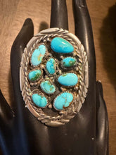 Load image into Gallery viewer, Navajo sterling silver sonoran turquoise ring adjustable