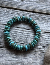 Load image into Gallery viewer, Blue Green Turquoise Nuggets 7 Inch Stretch Elastic Stretchy Bead Bracelet Gift