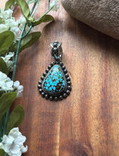 Load image into Gallery viewer, Navajo Sterling Silver Kingman Spiderweb Turquoise Pendant H Piasso