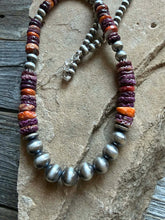 Load image into Gallery viewer, Sterling silver purple orange spiny oyster necklace 22 inch