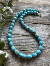 Load image into Gallery viewer, Chunky Sleeping Beauty Turquoise Sterling Silver Nuggets Bead Necklace 18 inch