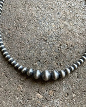 Load image into Gallery viewer, 4mm - 8mm Single Graduated Sterling Silver Oxidized Pearls Bead Necklace 14 Inch