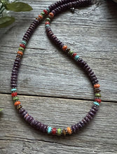 Load image into Gallery viewer, Sterling Silver Purple Spiny Oyster Multi Stone Bead Necklace. 18 inch. Gift