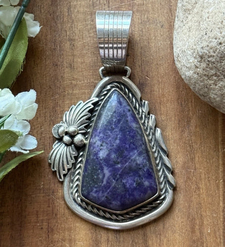 Native American Sterling Silver Purple Charoite Pendant. LC