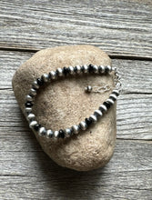 Load image into Gallery viewer, Black Onyx 6mm 7 Inch 925 Sterling Silver Pearls Bead Bracelet