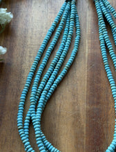 Load image into Gallery viewer, Sterling Silver Multi Strand Blue Turquoise Bead Choker Necklace. 16 inch. Gift