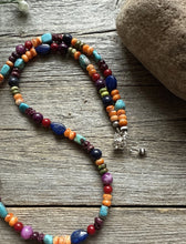 Load image into Gallery viewer, Sterling Silver Pearls Multi Stone Color Bead Necklace 23 inch