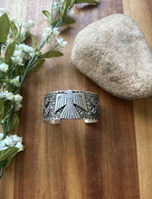 Load image into Gallery viewer, Tsosie White TO Sterling Silver Thunderbird Cuff Bracelet Navajo Gift