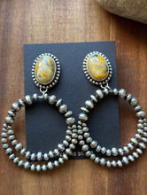 Load image into Gallery viewer, Navajo Sterling Silver Yellow Bumblebee Jasper Pearl Double Loop Earrings Etta