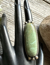 Load image into Gallery viewer, Native American Sterling Silver Green Turquoise Ring. Size 8. AL