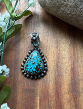 Load image into Gallery viewer, Navajo Sterling Silver Kingman Spiderweb Turquoise Pendant H Piasso