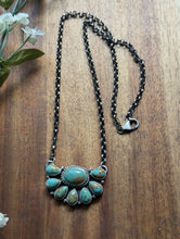 Load image into Gallery viewer, Navajo Sterling Silver Turquoise Cluster Chain Necklace Marcella James