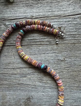 Load image into Gallery viewer, Sterling Silver Multi Color Stone Shell Spiny Turquoise Bead Necklace 18 inch