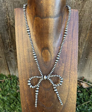 Load image into Gallery viewer, Bow Sterling Silver Multi Graduated Pearls Bead Necklace. 18 Inch. Gift