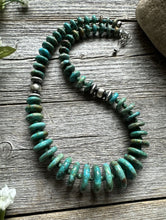 Load image into Gallery viewer, Southwestern 925 Sterling Silver Graduated Turquoise Bead Necklace. 18 inch