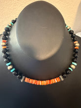 Load image into Gallery viewer, Sterling silver black onyx spiny oyster necklace 18inch
