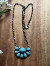 Load image into Gallery viewer, Navajo Sterling Silver Turquoise Cluster Chain Necklace Marcella James