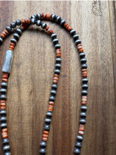 Load image into Gallery viewer, Native American Sterling Silver Spiny Oyster Pearls Jackla Bead Necklace