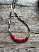 Load image into Gallery viewer, Red Coral 4mm Sterling Silver Pearls Choker Bead Necklace. 16 Inch. Gift