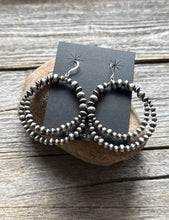 Load image into Gallery viewer, Southwestern Sterling Silver Pearls Double Loop Earrings 2.5 Inch
