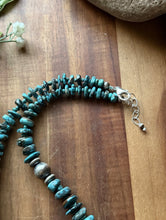 Load image into Gallery viewer, Sterling Silver Graduated Turquoise Nuggets Bead Necklace 18 inch Gift