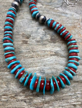 Load image into Gallery viewer, Sterling Silver Blue Turquoise Coral Bead Necklace. 18 inch