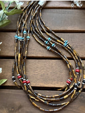 Load image into Gallery viewer, Sterling Silver Multi Strand Stone Tigers Eye Pearls Bead Necklace 24 Inch