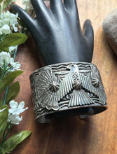 Load image into Gallery viewer, Sunshine Reeves Sterling Silver Thunderbird Cuff Bracelet Navajo Gift