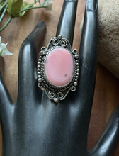 Load image into Gallery viewer, Navajo Handmade Sterling Silver Pink Conch Adjustable Ring Etta Enditto Gift