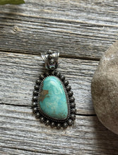 Load image into Gallery viewer, Navajo Native American Sterling Silver Turquoise Pendant H Happy Piasso Gift