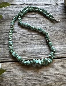 Sterling Silver Number 8 Turquoise Nuggets Bead Necklace Strand. 18 inch