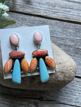 Load image into Gallery viewer, Navajo 925 Sterling Silver Multi Stone Cluster Earrings Marcella James