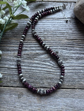 Load image into Gallery viewer, Southwestern Sterling Silver Purple Spiny Oyster Pearls Bead Necklace 18 inch