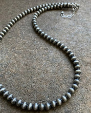 Load image into Gallery viewer, 6mm 32 Inch 925 Sterling Silver Oxidized Pearls Bead Necklace Southwestern