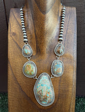 Load image into Gallery viewer, Navajo Handmade Sterling Silver Royston Turquoise Lariat Pearls Bead Necklace KY