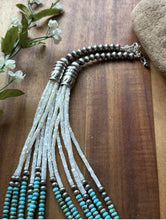 Load image into Gallery viewer, Sterling Silver Multi Strand MOP Mother Of Pearl Turquoise Bead Necklace 24 inch