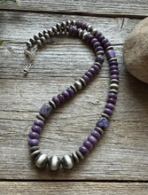 Load image into Gallery viewer, Southwestern Sterling Silver Purple Pearls Bead Necklace 18 Inch