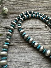 Load image into Gallery viewer, Graduated 925 Sterling Silver Blue Turquoise Pearls 7mm-16mm Bead Necklace 26”