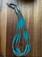 Load image into Gallery viewer, Sterling silver blue turquoise bead necklace 24 inch