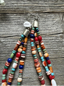 Sterling Silver Multi Strand Multi Stone Bead Necklace. 16 inch